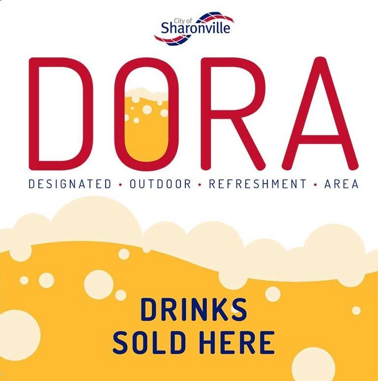 DORA sign - "Drinks Sold Here"